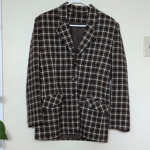 Brown and Cream Checkered Blazer